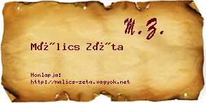 Málics Zéta névjegykártya